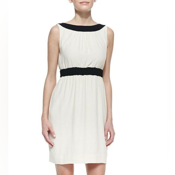 🌞Kate Spade New York Fluid Crepe Low Back Sheath Dress Blacl Cream Size 0 - Picture 7 of 15